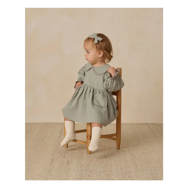 Robe Col Gaze de Coton Bio | Bleu gris