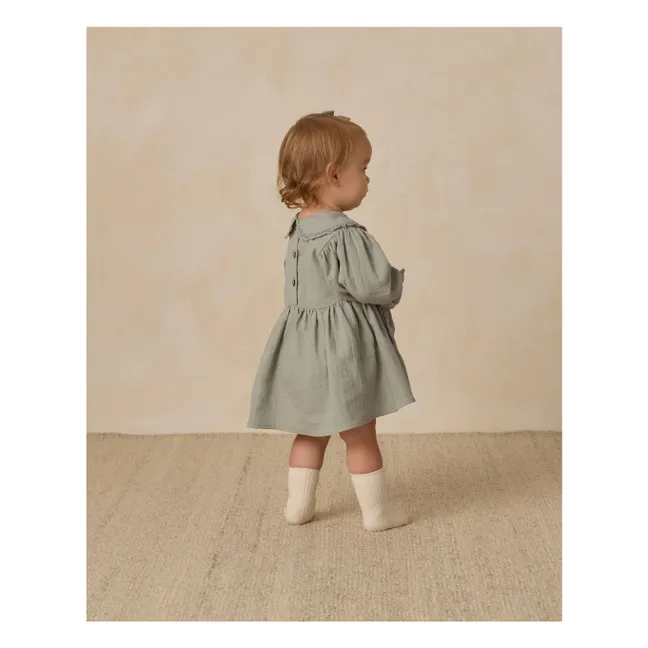 Robe Col Gaze de Coton Bio | Bleu gris