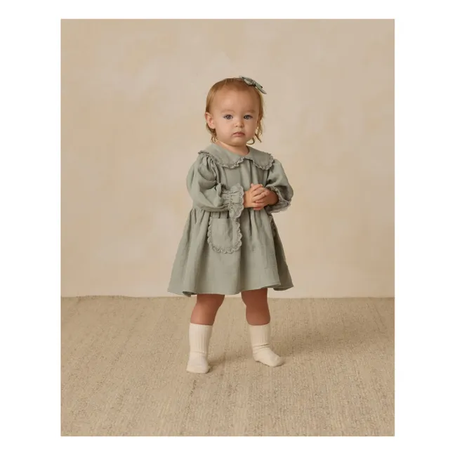 Robe Col Gaze de Coton Bio | Bleu gris