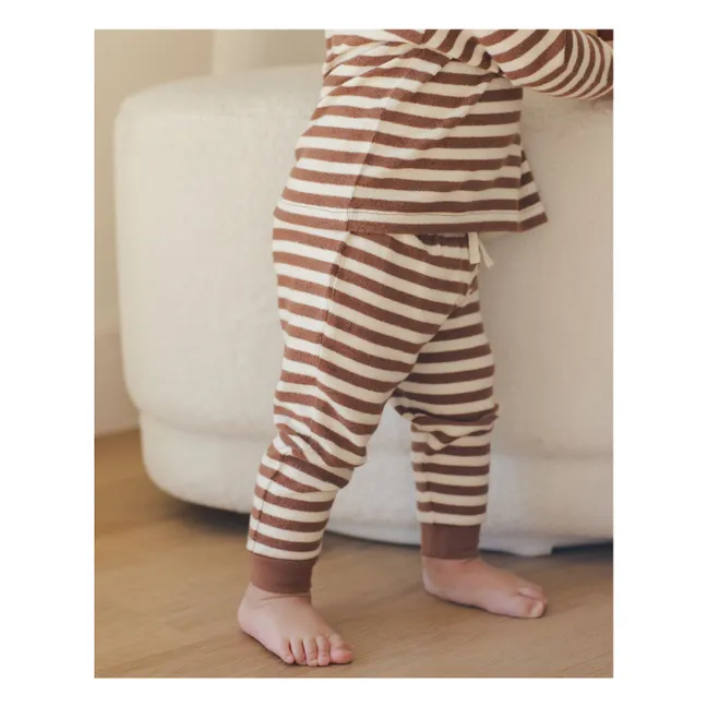 Ensemble Pull et Pantalon Rayé Bamboo | Marron
