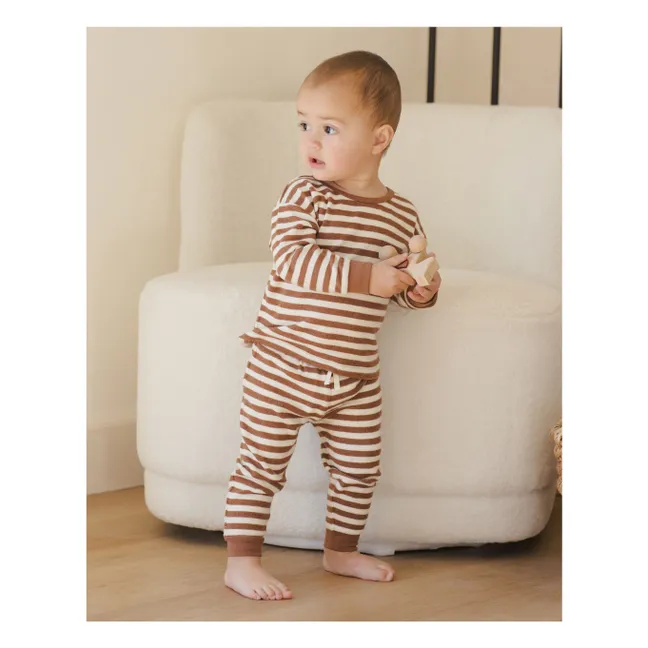 Bamboo Striped Sweater and Trouser Set | Brown