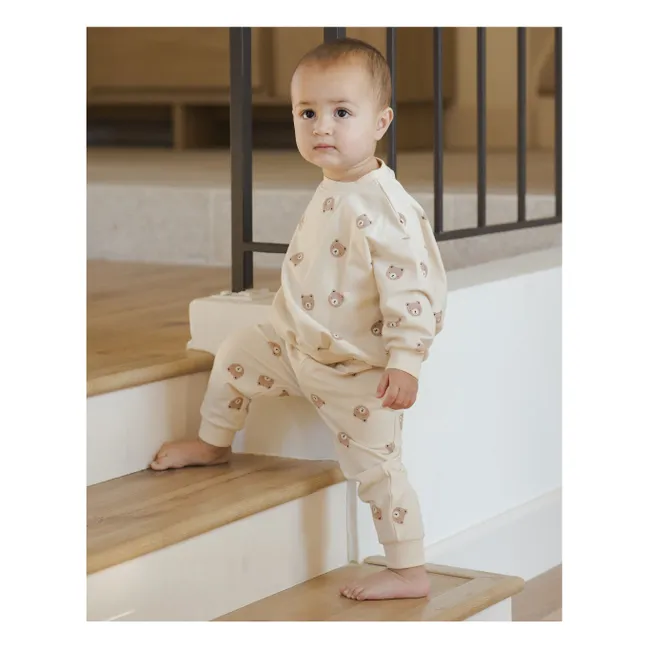 Organic Cotton Bear Jogger | Ecru