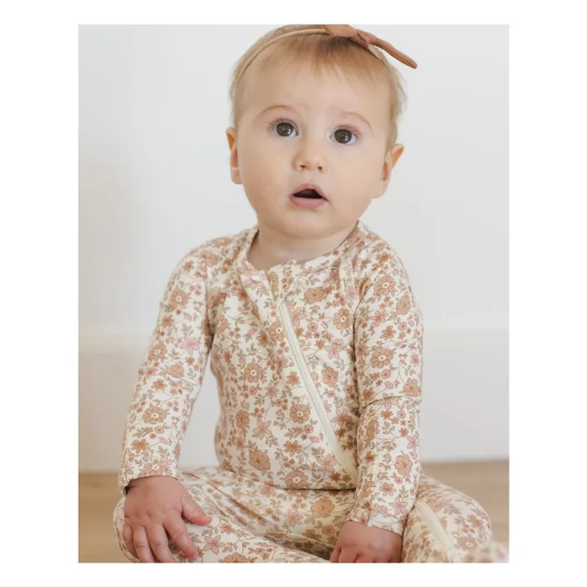 Mono de algodón orgánico con estampado floral | Marfil