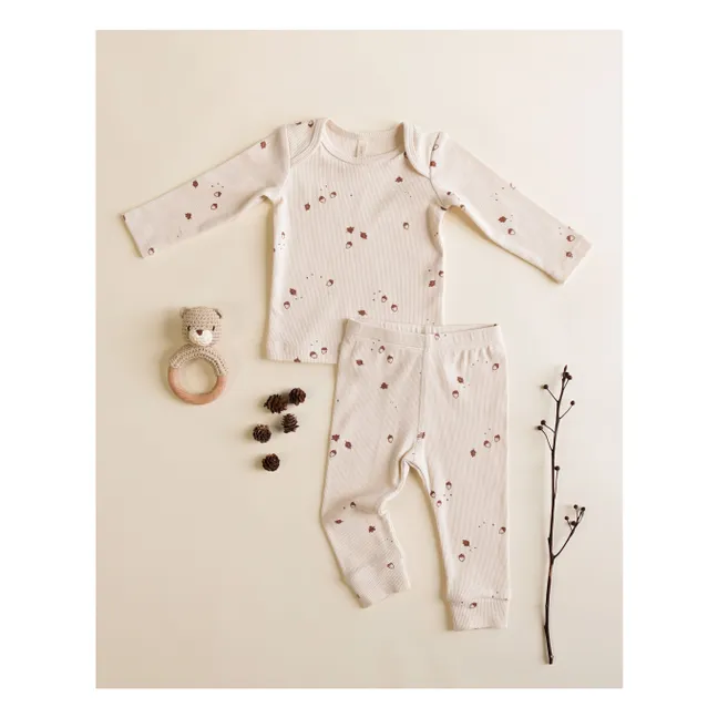 Conjunto de top y mallas de canalé de algodón orgánico color avellana | Crudo