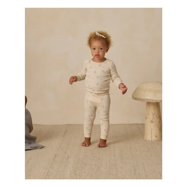 Organic Cotton Hazelnut Ribbed Top and Leggings Set | Ecru