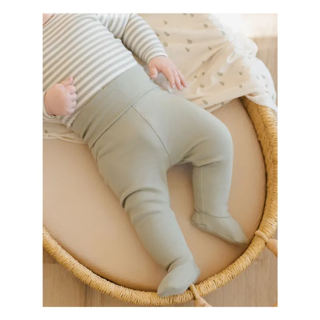 Organic cotton striped bodysuit and leggings set | Celadon