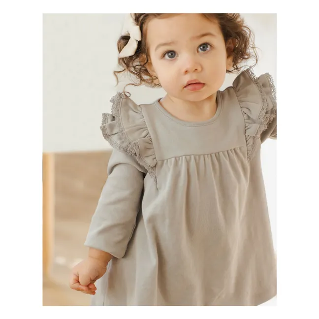 Vestido con volantes de algodón orgánico | Azul Gris