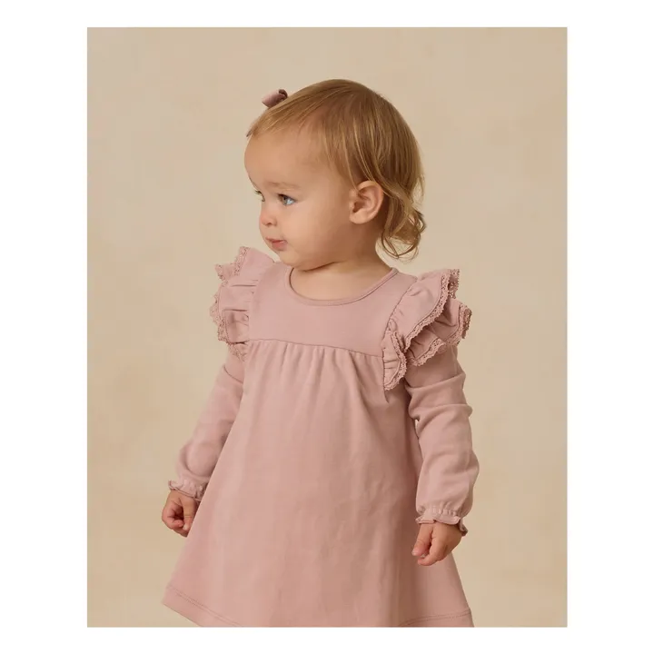 Organic cotton ruffled dress | Pink- Product image n°2