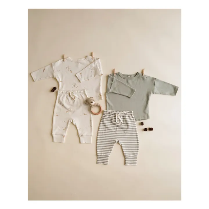 Organic Cotton Striped Trousers | Celadon- Product image n°2