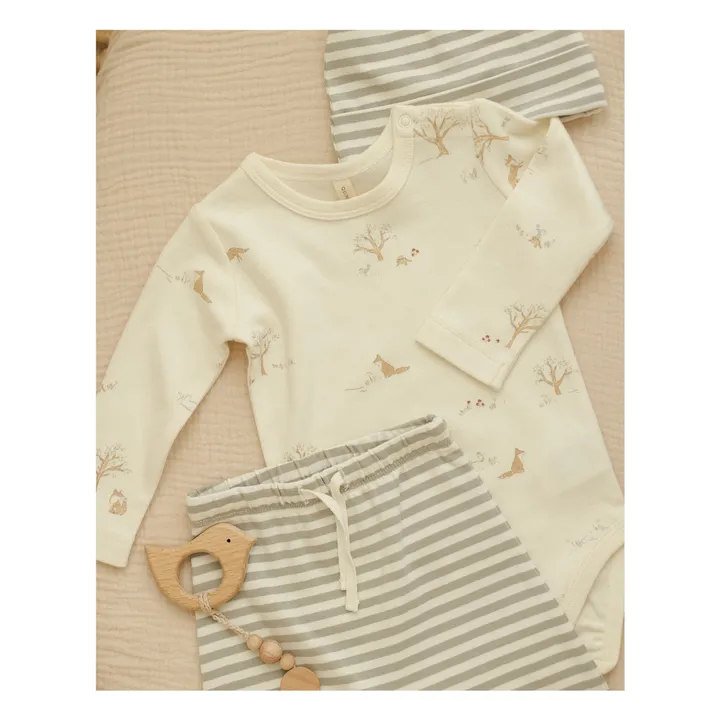 Pantalón a rayas de algodón ecológico | Verde Celedón- Imagen del producto n°4