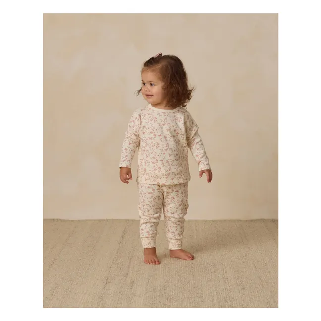 Pantalon Fleuri Coton Bio | Ivoire