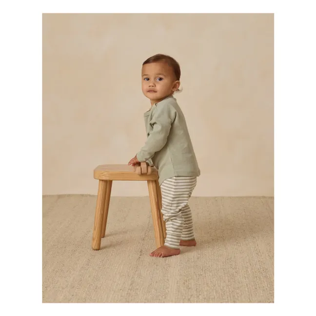 Pantalón a rayas de algodón ecológico | Verde Celedón