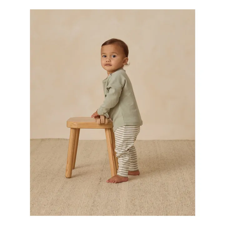 Pantalón a rayas de algodón ecológico | Verde Celedón- Imagen del producto n°1