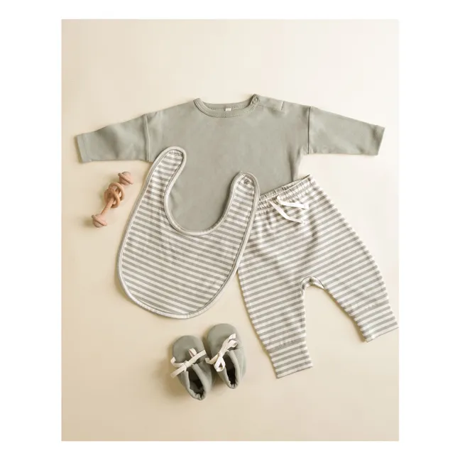 Pantalón a rayas de algodón ecológico | Verde Celedón