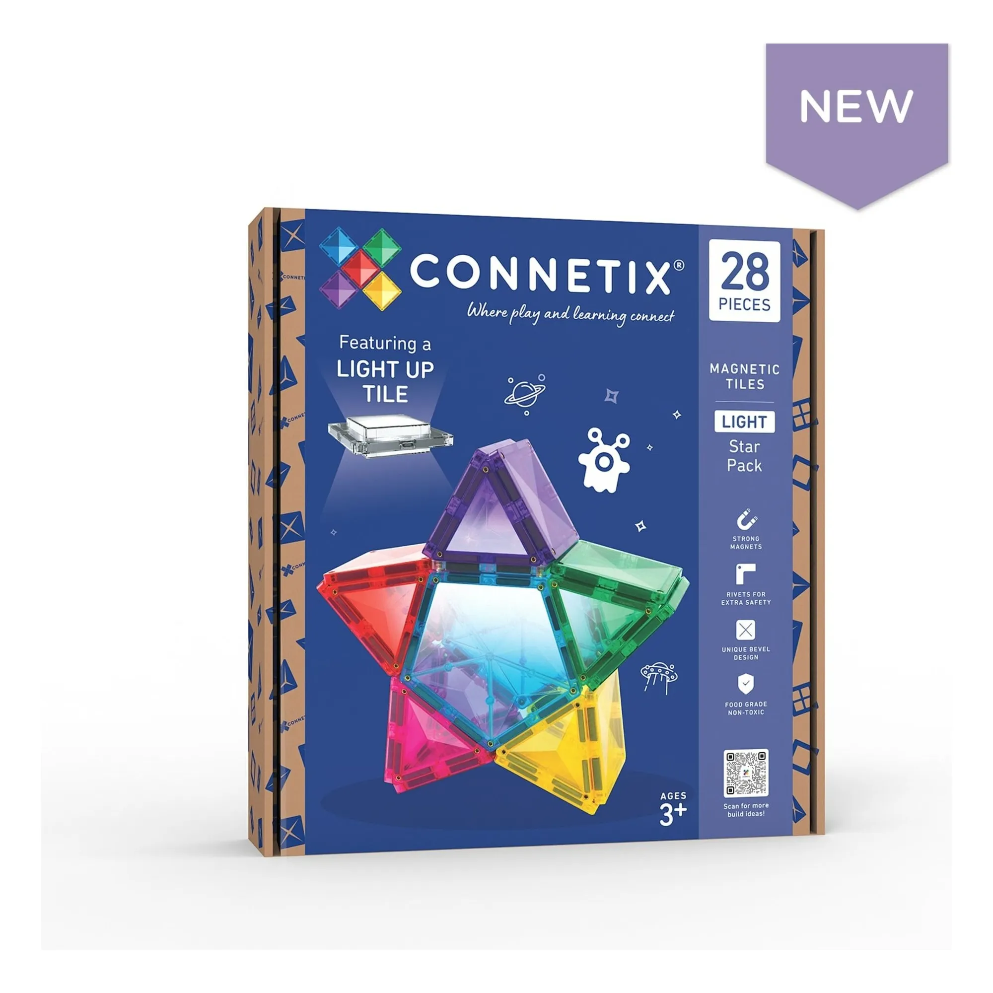 Connetix Rainbow Light Star Pack - 28 Pieces