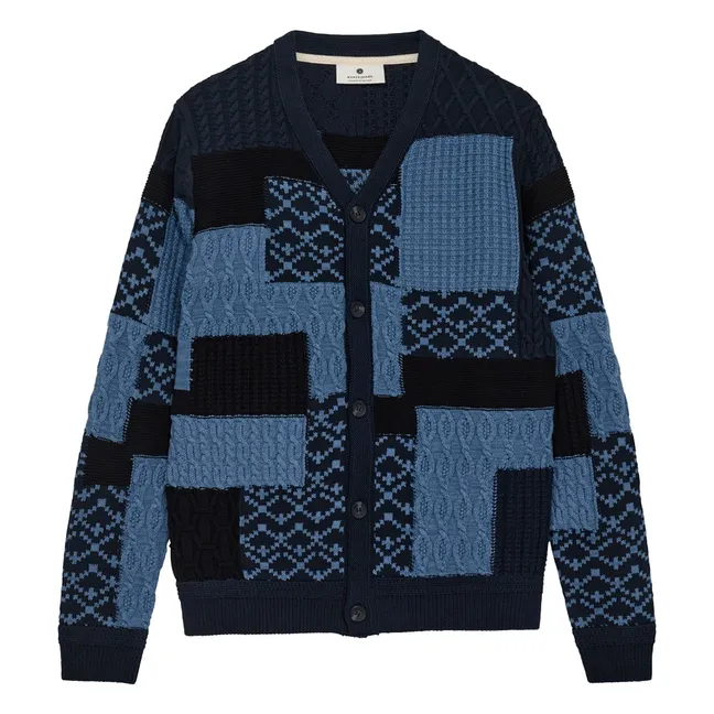 Cárdigan Aksvend Patchwork de fibra reciclada | Azul Marino
