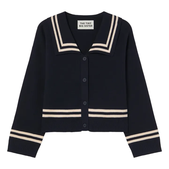 Cardigan Sailor Laine et Coton | Bleu marine- Image produit n°0