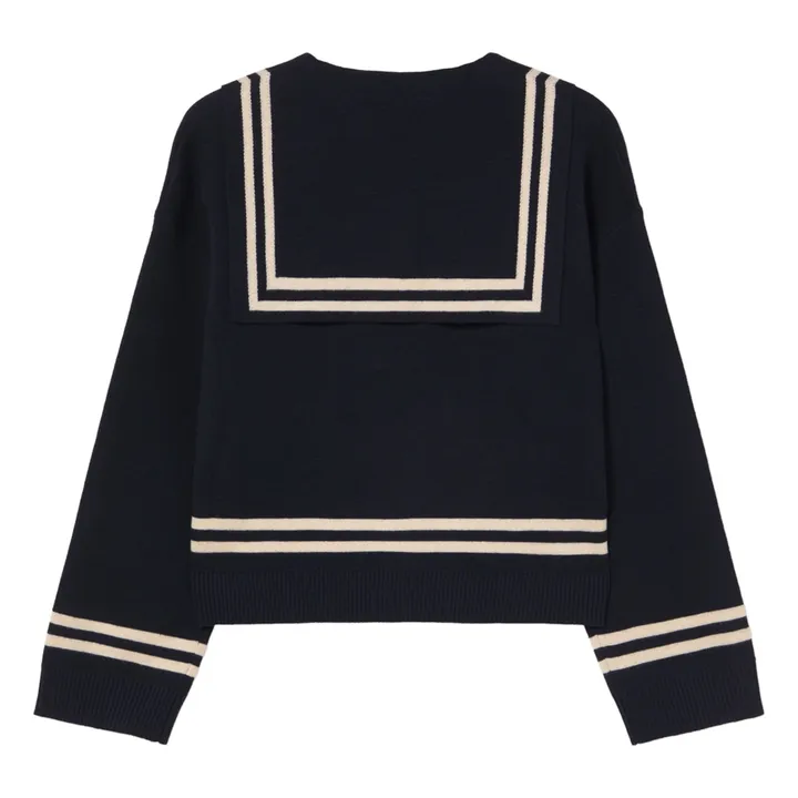 Cardigan Sailor Laine et Coton | Bleu marine- Image produit n°3