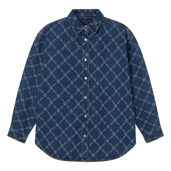 Sur-Chemise Flowers Grid Denim | Indigo