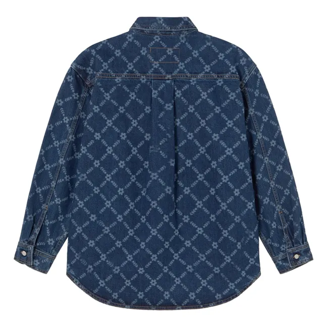 Sur-Chemise Flowers Grid Denim | Indigo