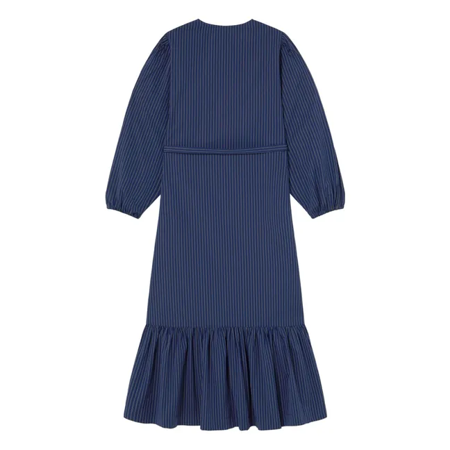 Robe Volants Rayée | Bleu
