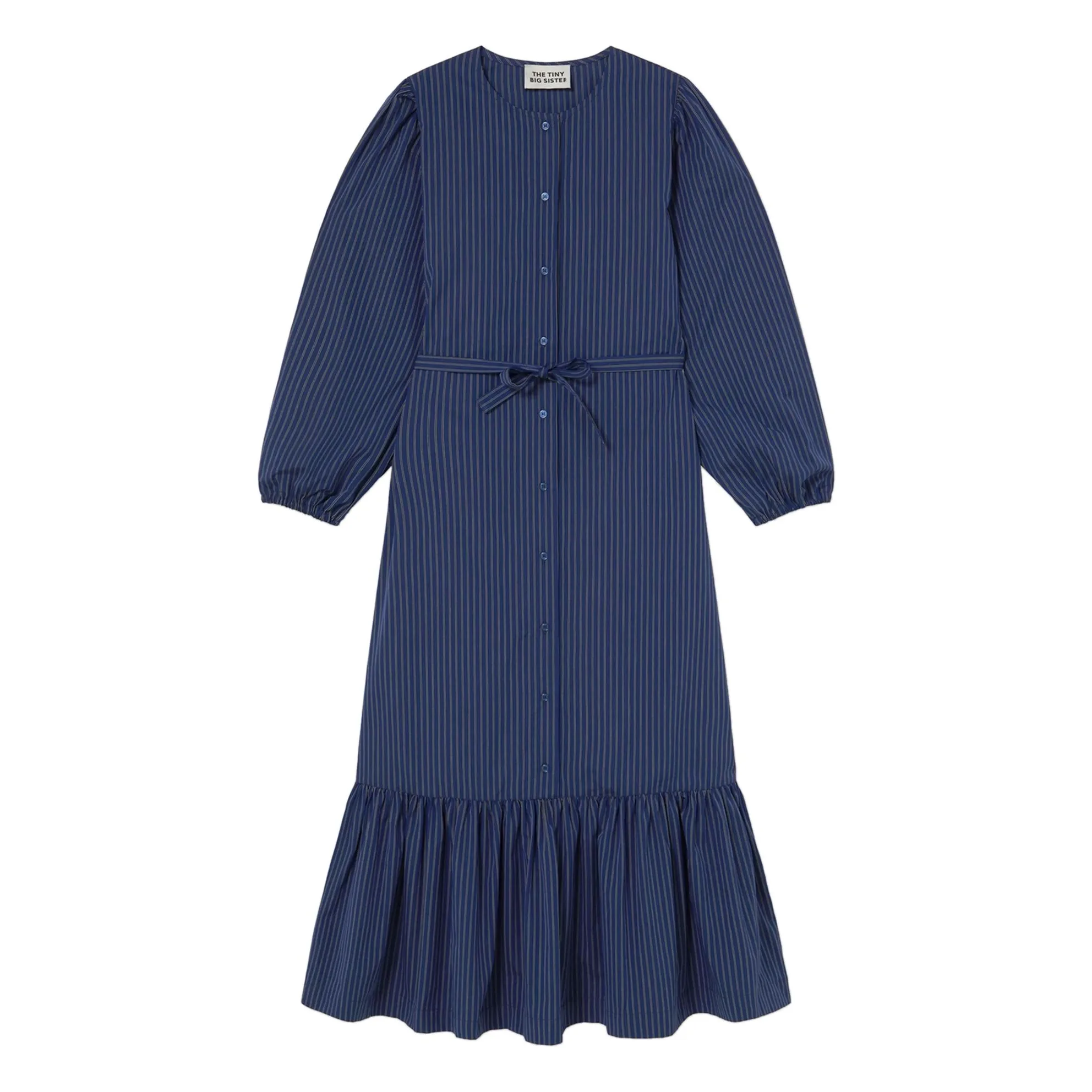The Tiny Big Sister Blue Striped Ruffle Dress