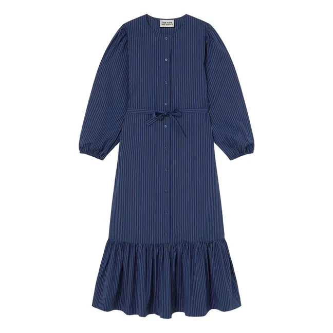 Striped Ruffle Dress | Blue