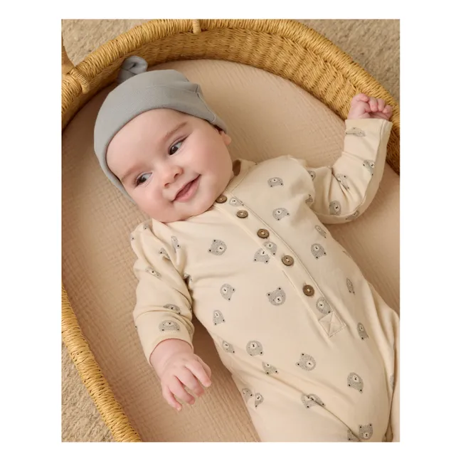 Bonnet Naissance Coton Bio | Bleu gris