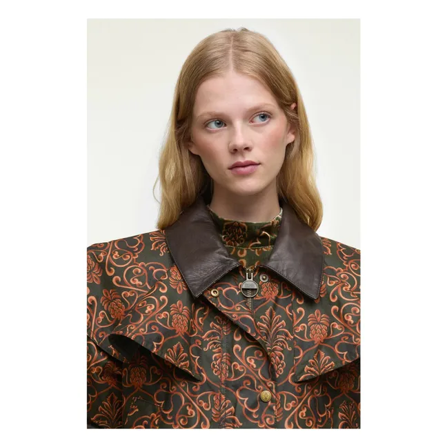 Colaboración Barbour x Farm Rio - Abrigo encerado Luana | Verde Oscuro