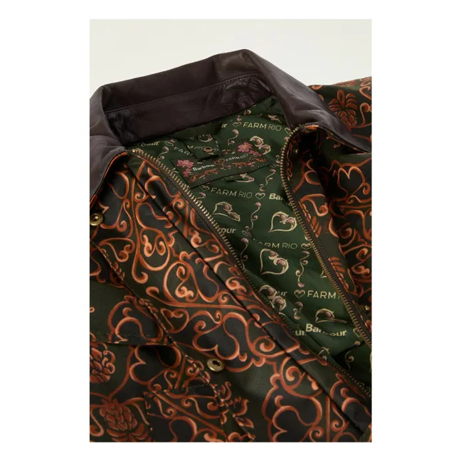 Colaboración Barbour x Farm Rio - Abrigo encerado Luana | Verde Oscuro