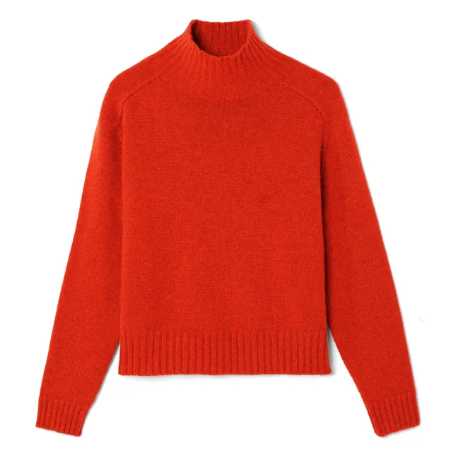 Pull Col Montant Manches Marteau Cachemire | Rouge