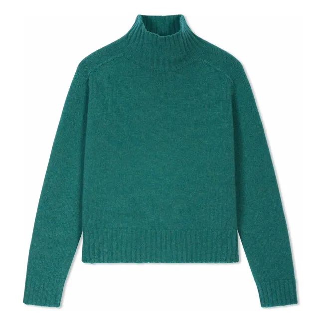 Jersey cuello martillo Cachemira | Verde Cedro