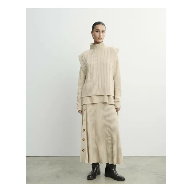 Plastron Long Ceinturé Torsades et Côtes Cachemire | Avoine