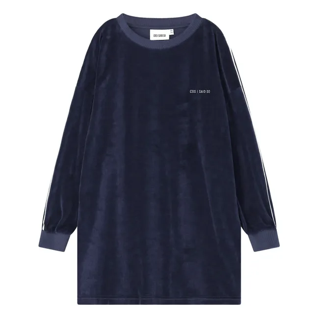 Velvet organic cotton dress | Navy blue