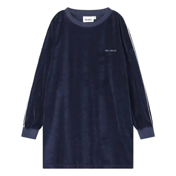 Robe Velours Coton Bio | Bleu marine- Image produit n°0