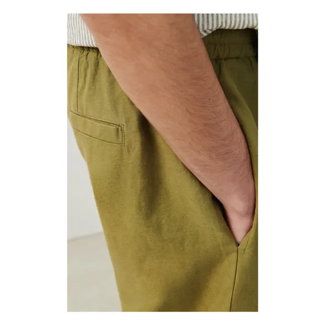 Zarydok Cotton and Linen Elasticated Pants | Khaki