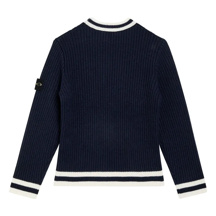 Jersey de lana con logo a rayas | Azul Marino- Imagen del producto n°2