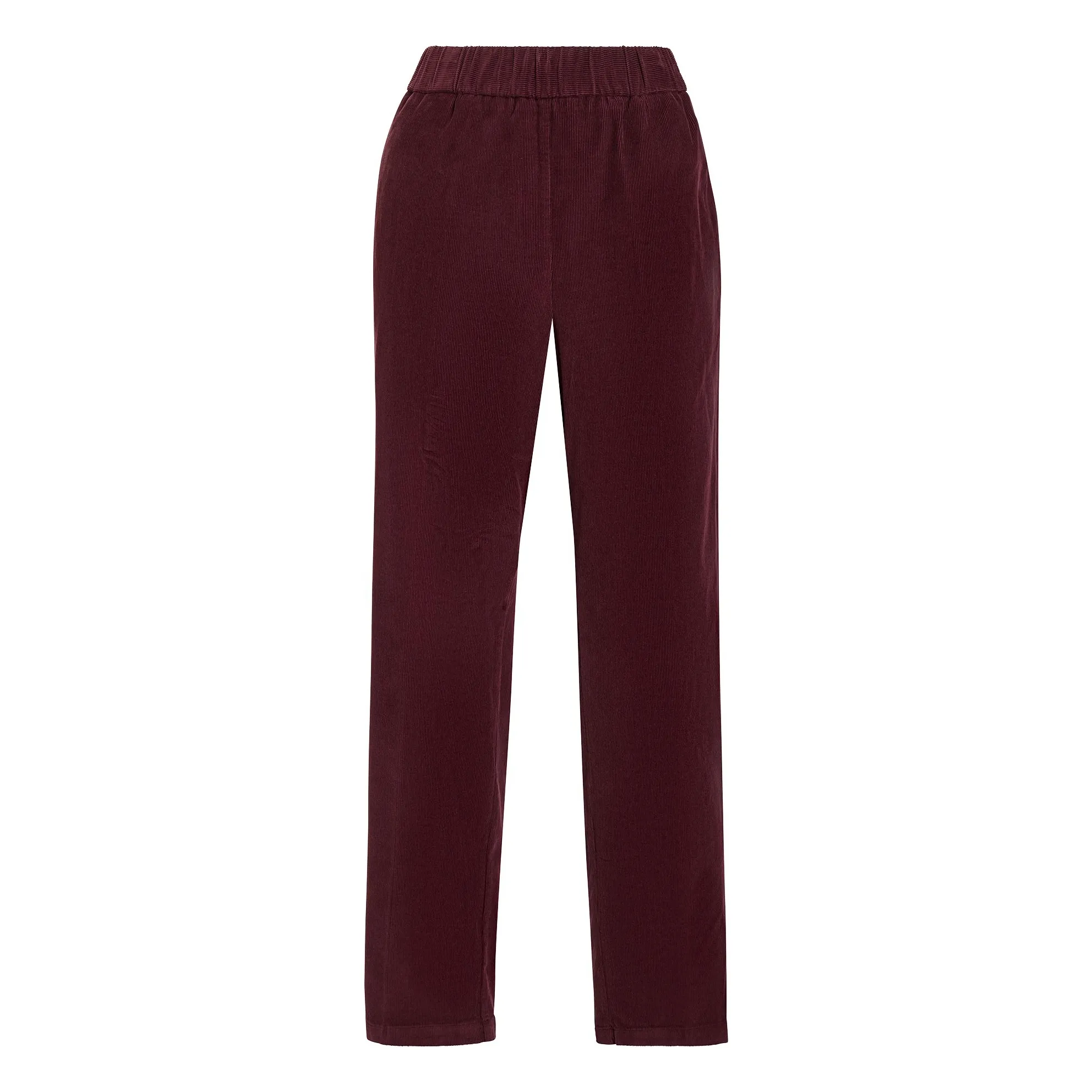 Pomandère Burgundy Corduroy Elasticated Straight-Leg Pants