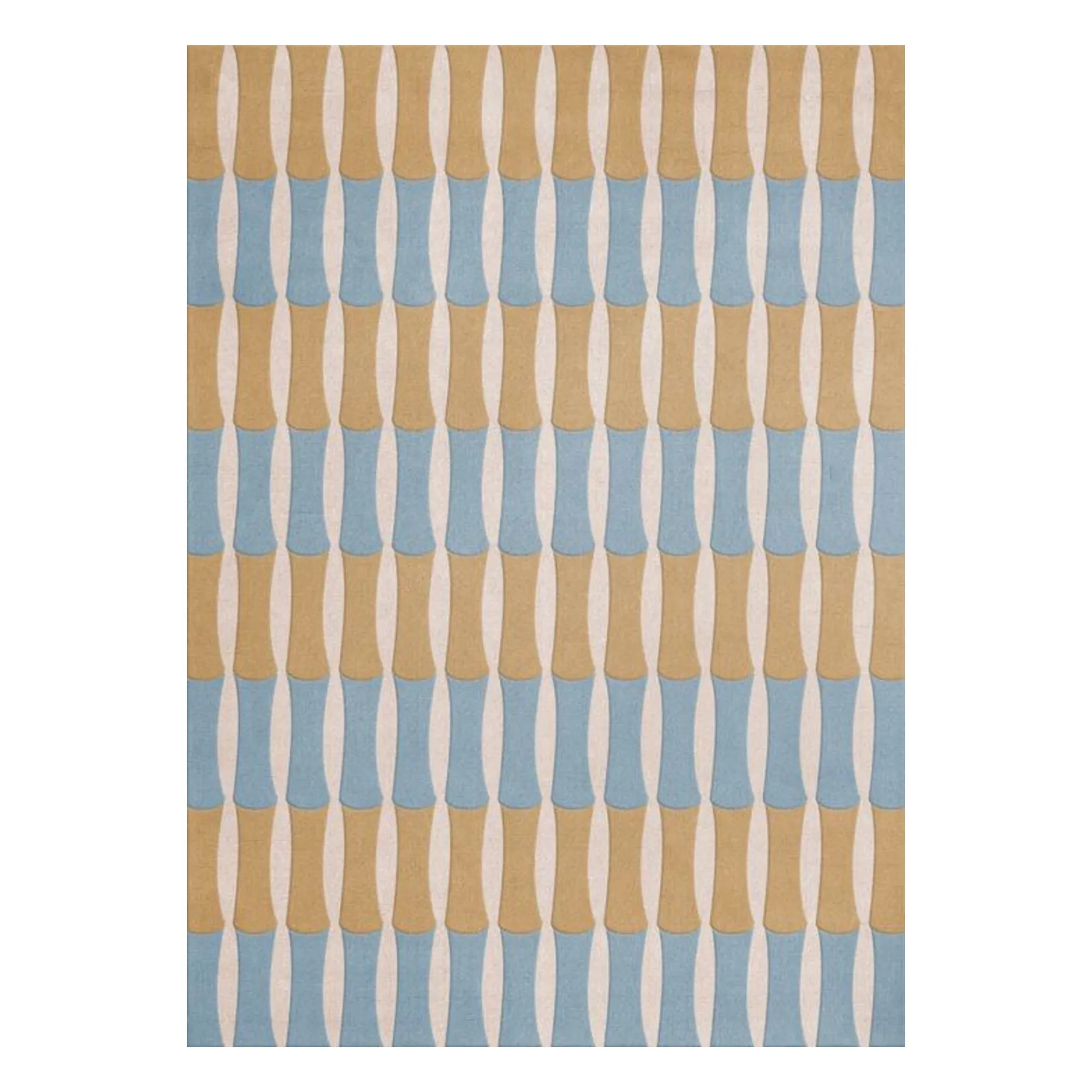 Layered Blue Bamboo Forest Wool Rug, Alice Crawley