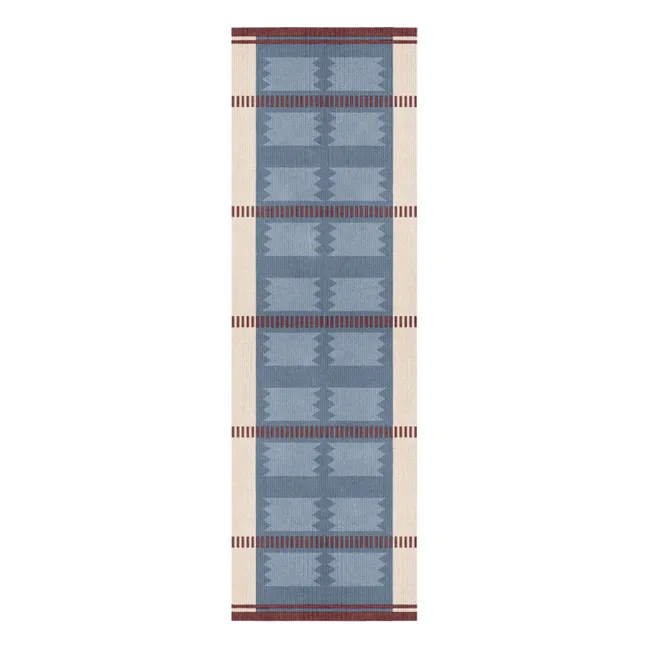 Tapis de couloir en laine Röllakan Iris | Bleu pétrole