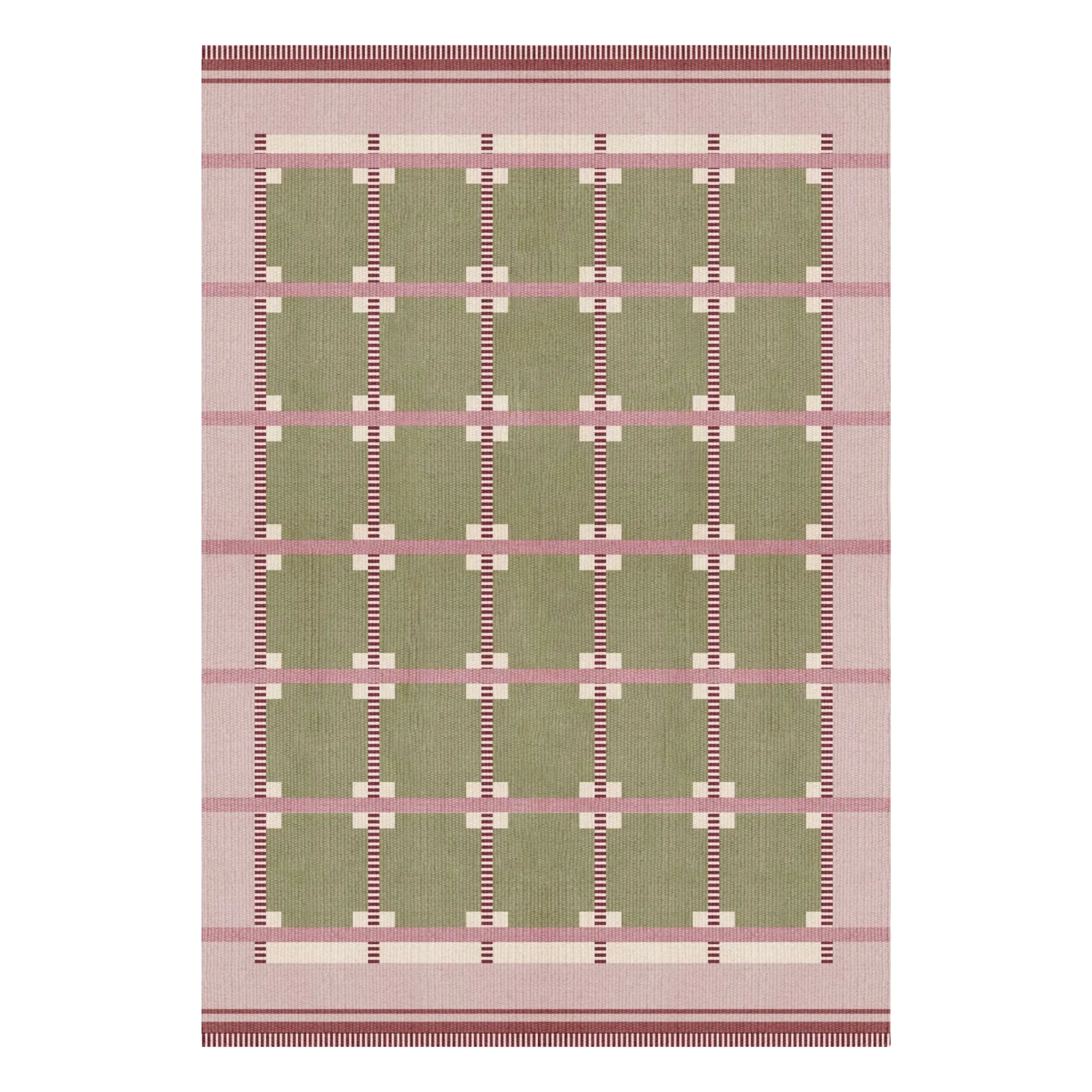 Layered Women's Green Röllakan Ruth Wool Rug