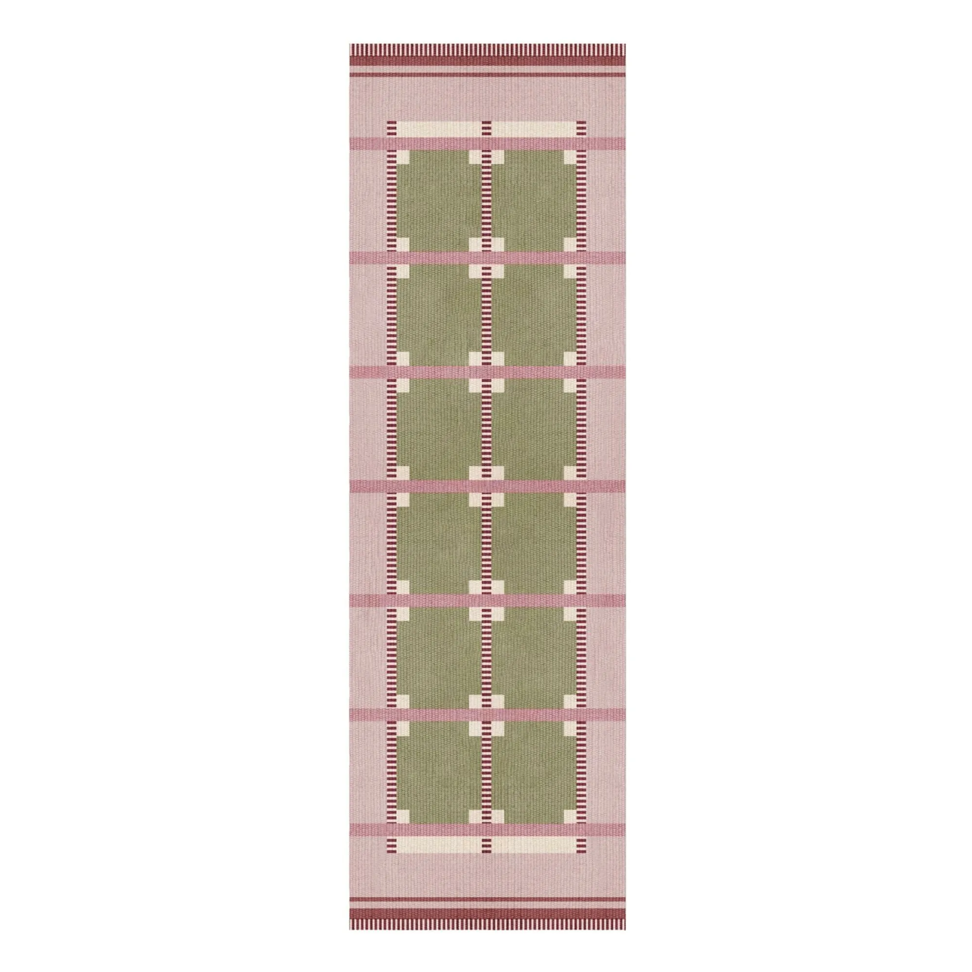 Layered Women's Green Röllakan Ruth Wool Runner Carpet