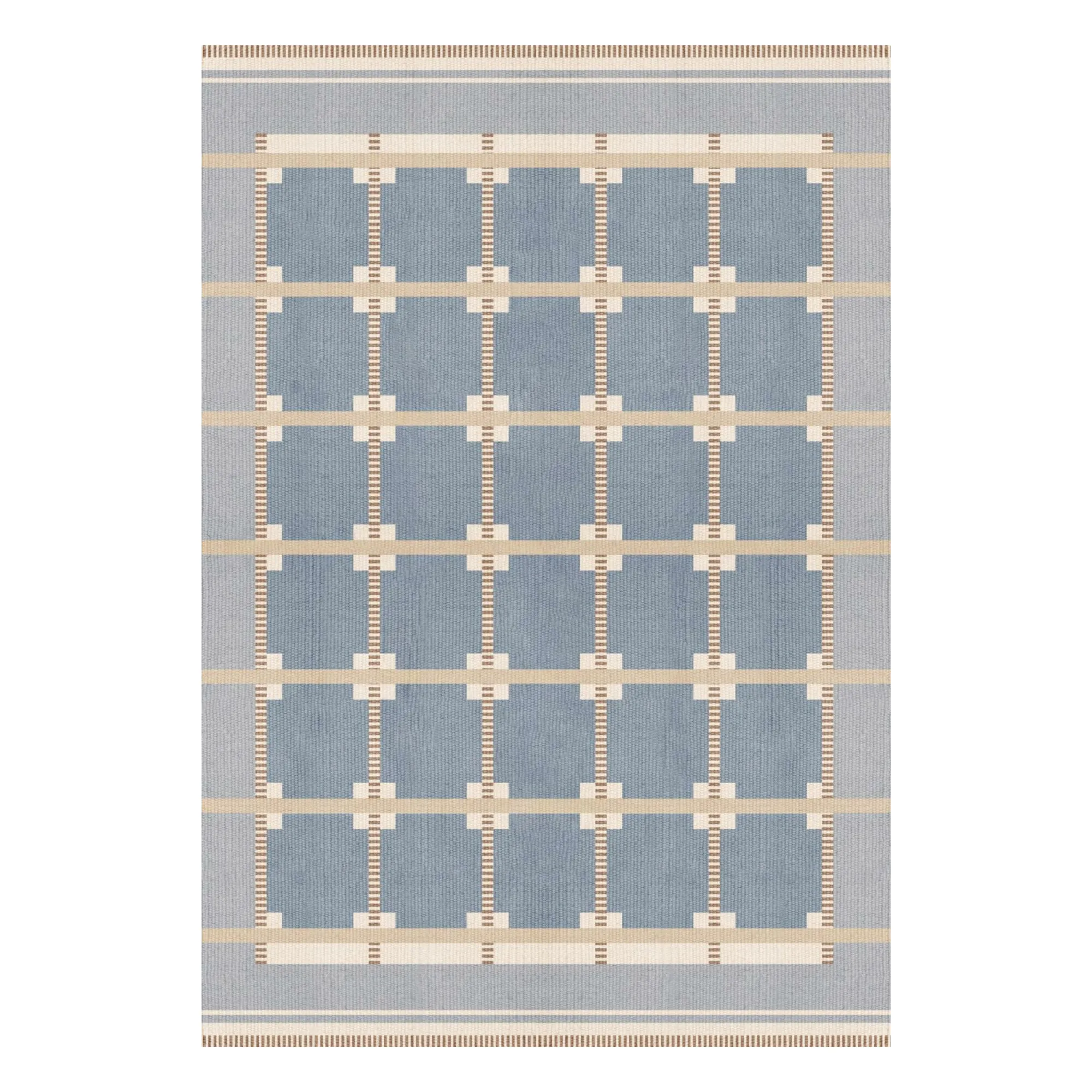 Layered Women's Blue Röllakan Ruth Wool Rug