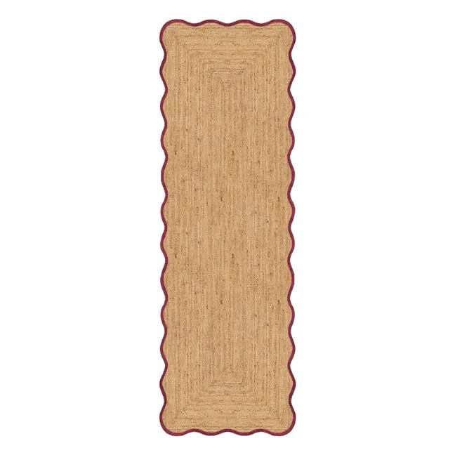 Tapis de couloir en jute Scallop | Bleu foncé