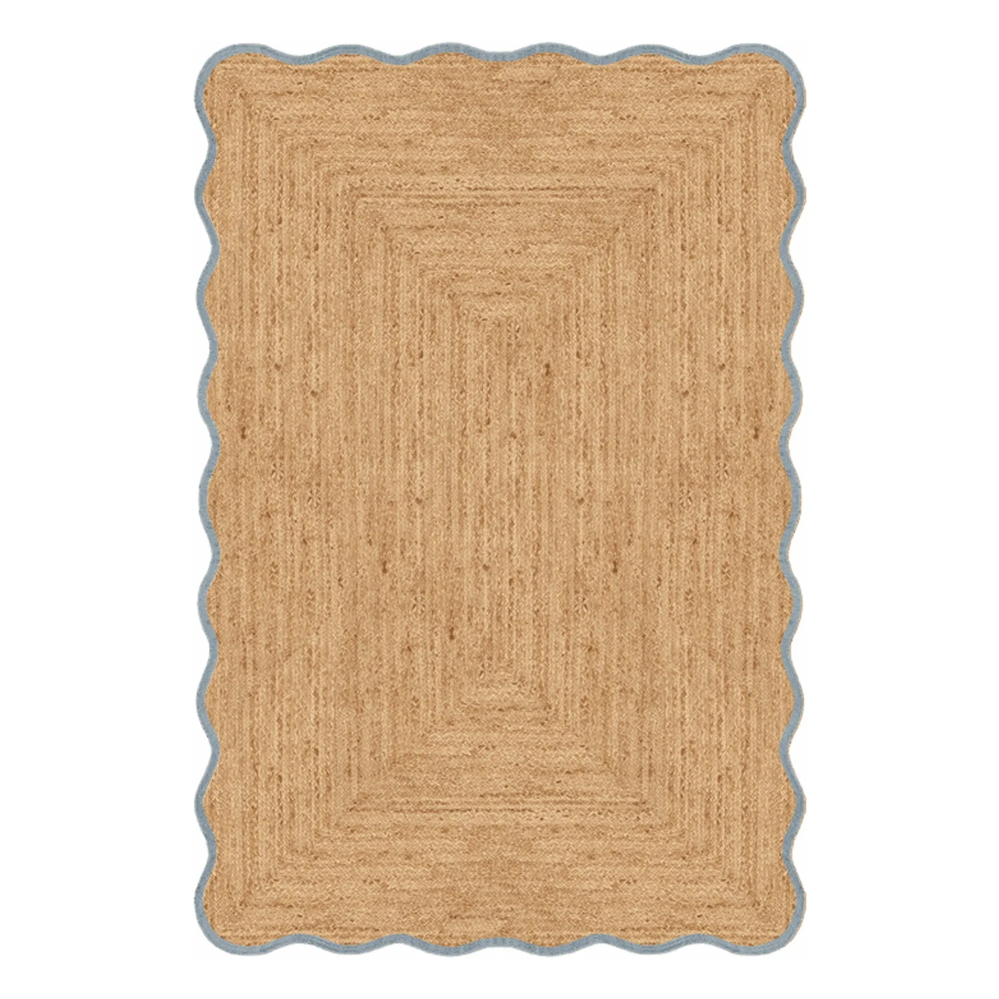 Layered Blue Scallop Jute Carpet