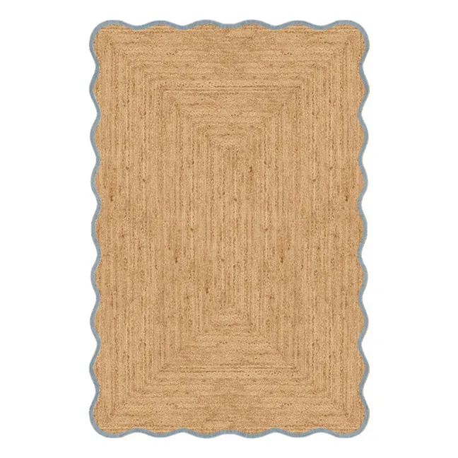 Tapis en jute Scallop | Bleu