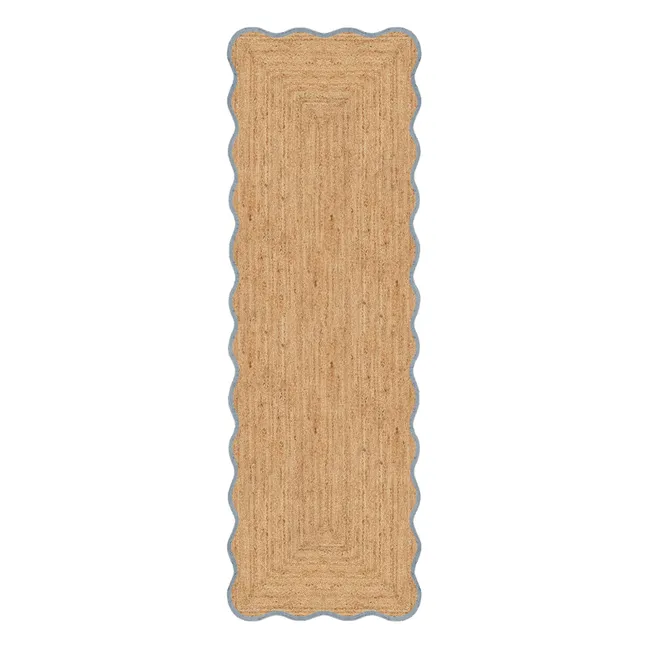 Tapis de couloir en jute Scallop | Bleu