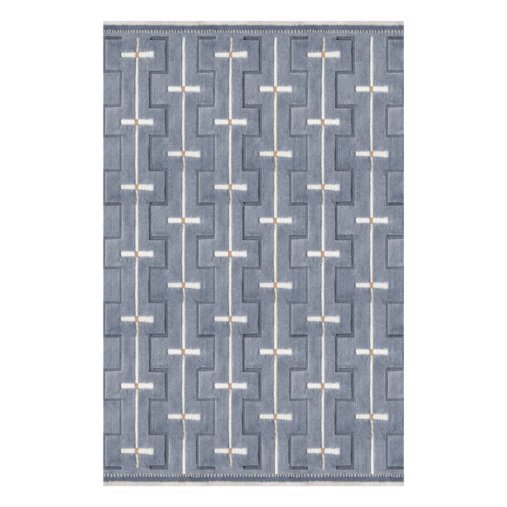 Layered Women's Light Blue Johanna Wool Rug