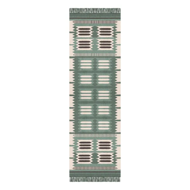 Tapis de couloir en laine Röllakan Hilma | Vert