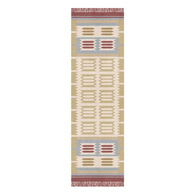 Tapis de couloir en laine Röllakan Hilma | Beige foncé